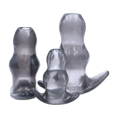 Perfect Fit Double Tunnel Plug , TPE / Silicone Hollow Butt Plug for Anal Training