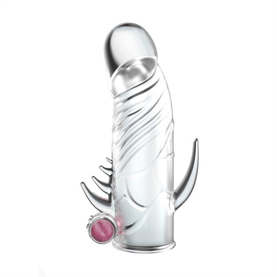 Crystal Vibrating Penis Sleeves Delay Enlargement Soft TPE Condoms for Man