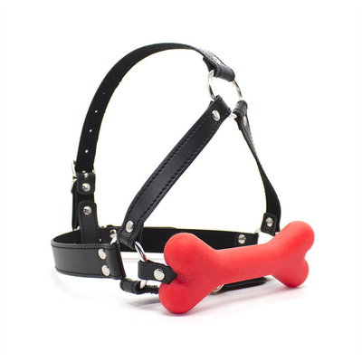 Leather Restraint Slave Cosplay Bondage Hood Head Harness Mouth Ball Gag