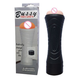 Stepless Vibration Masturbation Sex Toys Rubber Artifical Vagina Black Color