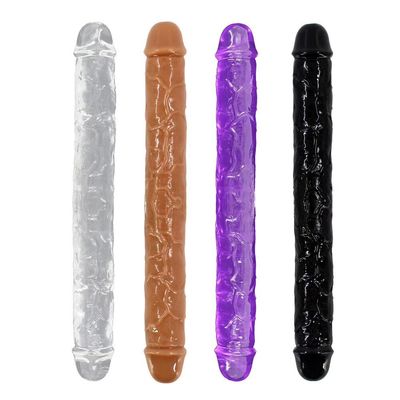 Medical TPE Double Head Long Thin Realistic Dildo Sex Toys for Lesbian