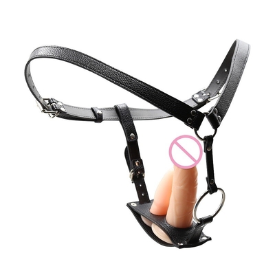 3 Size Black Strapless Strap On Dildo Harness For Women Men Leather