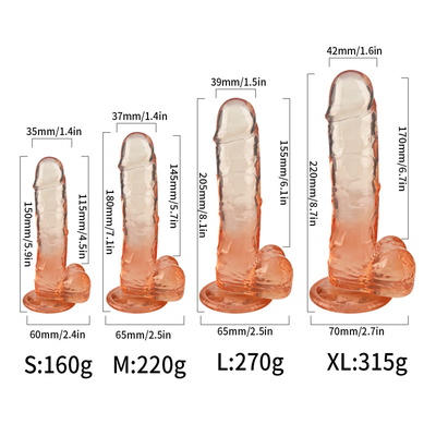 7.6 Inch Colorful TPE Huge Realistic Dildo With Lifelike Clear Balls And Suction Cup