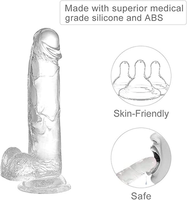 Couple Beginners Ultra Soft Realistic Dildo With Curved Shaft And Balls