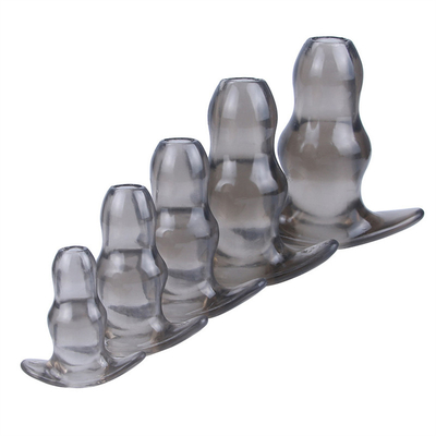 Perfect Fit Double Tunnel Plug , TPE / Silicone Hollow Butt Plug for Anal Training