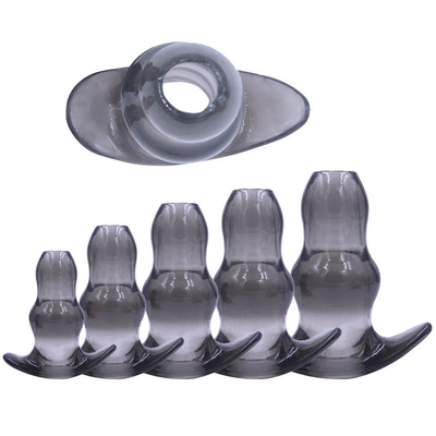 Perfect Fit Double Tunnel Plug , TPE / Silicone Hollow Butt Plug for Anal Training