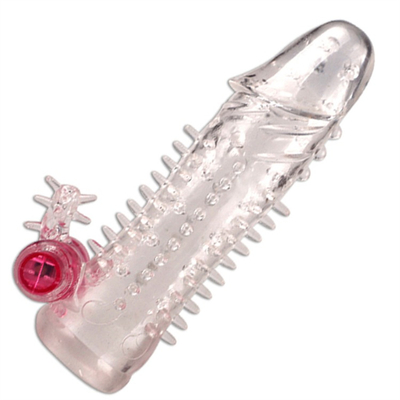 Crystal Vibrating Penis Sleeves Delay Enlargement Soft TPE Condoms For Man