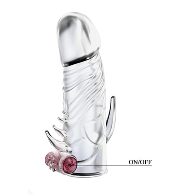 Crystal Vibrating Penis Sleeves Delay Enlargement Soft TPE Condoms for Man