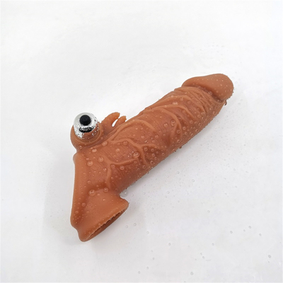 Reusable Reduced Sensitivity Glans Vibration Condoms Soft Silicone Extended Male Bold Cock Penis Sleeve