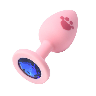 Adult Sex Toys Medical Silicone Anal Butt Plug with Colorful Plastic Gem