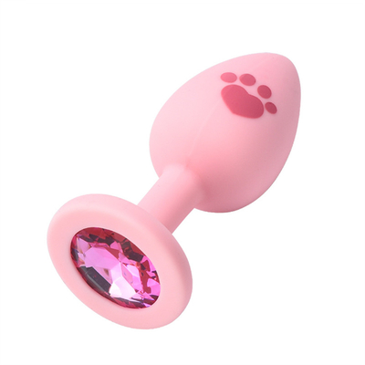 Adult Sex Toys Medical Silicone Anal Butt Plug with Colorful Plastic Gem