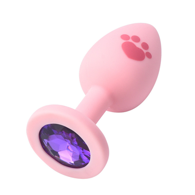 Adult Sex Toys Medical Silicone Anal Butt Plug with Colorful Plastic Gem