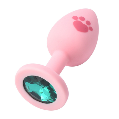 Adult Sex Toys Medical Silicone Anal Butt Plug with Colorful Plastic Gem