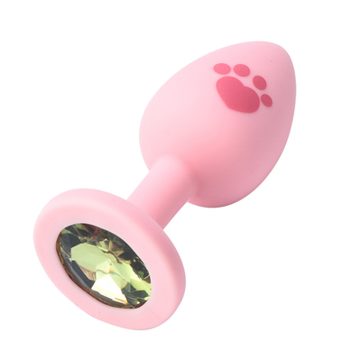 Adult Sex Toys Medical Silicone Anal Butt Plug with Colorful Plastic Gem