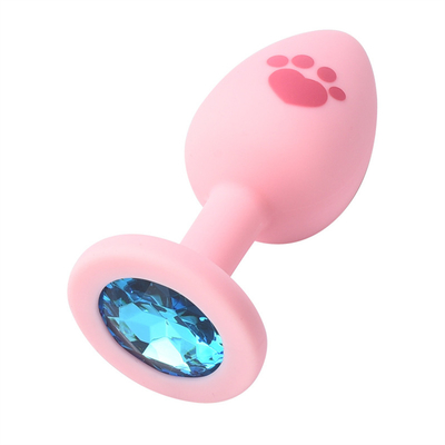 Adult Sex Toys Medical Silicone Anal Butt Plug with Colorful Plastic Gem