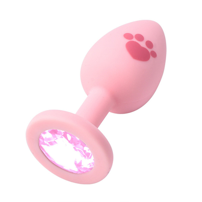 Adult Sex Toys Medical Silicone Anal Butt Plug with Colorful Plastic Gem