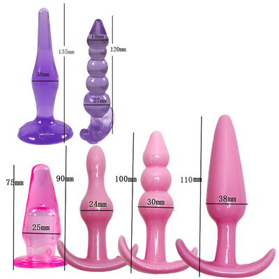 6 Pieces Combination Soft TPE Anal Beads Butt Plug Set Stimulator Anal Sex Toys for Male and Women