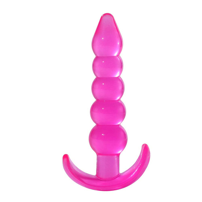 Bumpy Delight Anal Plug Purple Flexible Waterproof TPE Rubber Butt Plug with Smooth Incremental Anal Beads