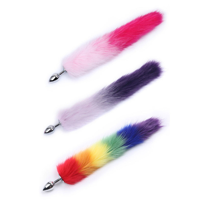 Colorful Metal Butt Anal Plug Insert Fox Tail Anal Plug for Female