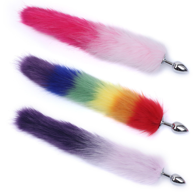 Colorful Metal Butt Anal Plug Insert Fox Tail Anal Plug for Female