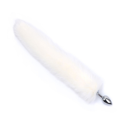 Dropping Black Fox Tail Metal Anal Plug Smooth Fur Fox Tail Sex Toy for Women