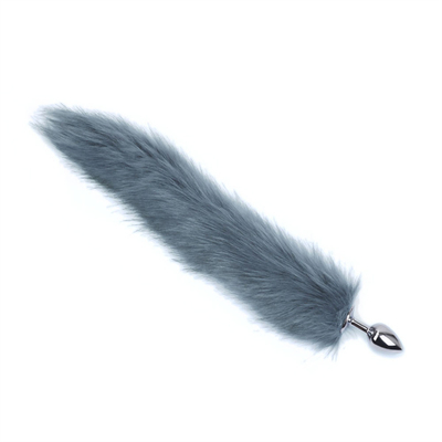 Dropping Black Fox Tail Metal Anal Plug Smooth Fur Fox Tail Sex Toy for Women