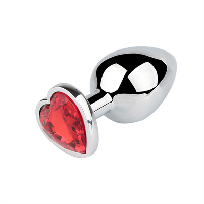 Aluminum Alloy Heart Shape Anal Plug Metal Anal Plug Sex Toys for Women Anal Plugs with Colorful Plastic Gem