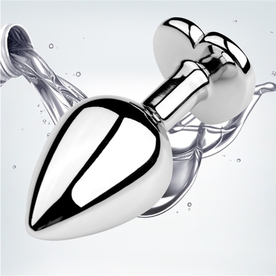 Aluminum Alloy Heart Shape Anal Plug Metal Anal Plug Sex Toys for Women Anal Plugs with Colorful Plastic Gem