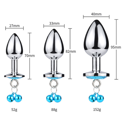 Anal Sex Toys Plug Butt Stainless Steel Crystal 3pcs Set Metal Anal plug with Bell