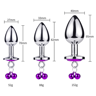 Anal Sex Toys Plug Butt Stainless Steel Crystal 3pcs Set Metal Anal plug with Bell