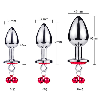 Anal Sex Toys Plug Butt Stainless Steel Crystal 3pcs Set Metal Anal plug with Bell