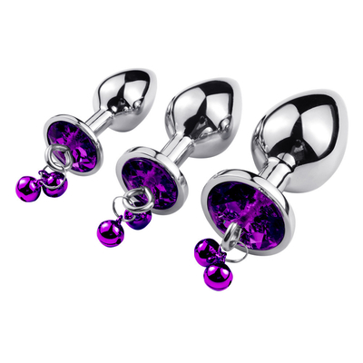 Anal Sex Toys Plug Butt Stainless Steel Crystal 3pcs Set Metal Anal plug with Bell