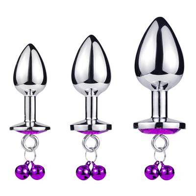 Anal Sex Toys Plug Butt Stainless Steel Crystal 3pcs Set Metal Anal plug with Bell