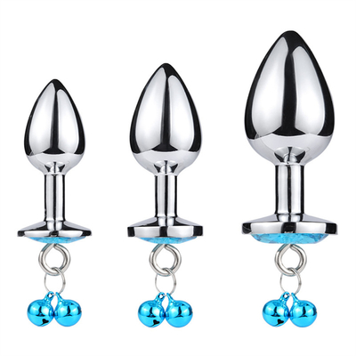 Anal Sex Toys Plug Butt Stainless Steel Crystal 3pcs Set Metal Anal plug with Bell