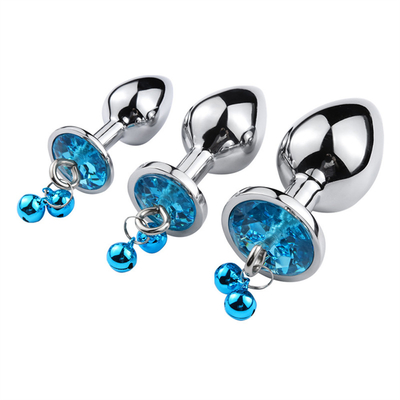 Anal Sex Toys Plug Butt Stainless Steel Crystal 3pcs Set Metal Anal plug with Bell