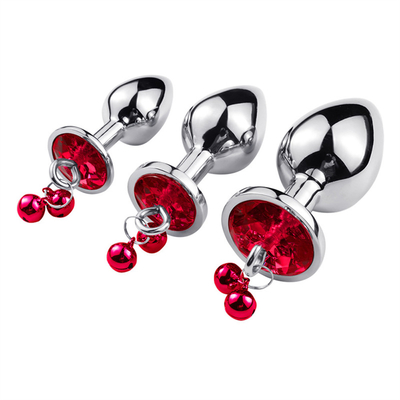 Anal Sex Toys Plug Butt Stainless Steel Crystal 3pcs Set Metal Anal plug with Bell