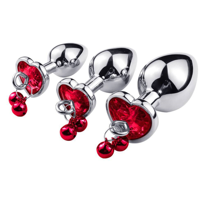 Heart-Shaped Bell Ring Butt Plug Anal Sex Toy with chain Metal For Man And Woman Waterproof Small Weight Material
