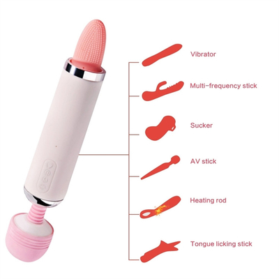 Dual Heed AV Wand Tongue Licking Suction Vibrator Pussy Vagina Massage Female Masturbation Vibrator