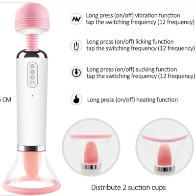 Dual Heed AV Wand Tongue Licking Suction Vibrator Pussy Vagina Massage Female Masturbation Vibrator