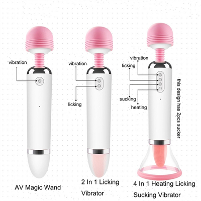 Dual Heed AV Wand Tongue Licking Suction Vibrator Pussy Vagina Massage Female Masturbation Vibrator