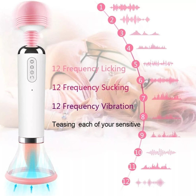 Dual Heed AV Wand Tongue Licking Suction Vibrator Pussy Vagina Massage Female Masturbation Vibrator