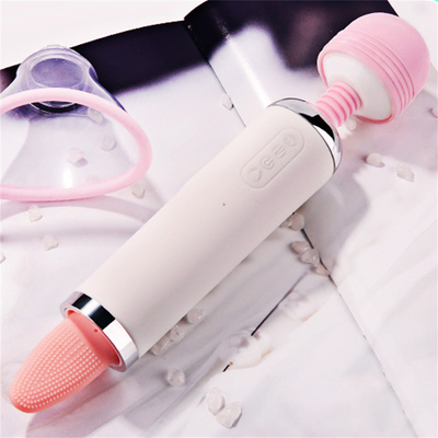 Dual Heed AV Wand Tongue Licking Suction Vibrator Pussy Vagina Massage Female Masturbation Vibrator