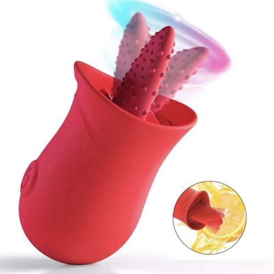 High Quality Silicone Rechargeable Portable Rose Tongue Licking Massage Vibrator For Women