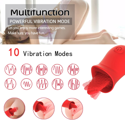 High Quality Silicone Rechargeable Portable Rose Tongue Licking Massage Vibrator For Women