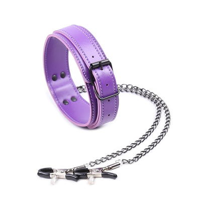 New Leather Choker Collar With Nipple Breast Clamp Clip Chain Couple SM Sex Toys For Woman Sex Tools Couples Adult Games