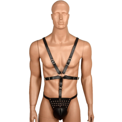 Cheap Sex Toy Strap On Body Adult Leather Harness Restraints Product Sex Male Wearing Bondage For Man