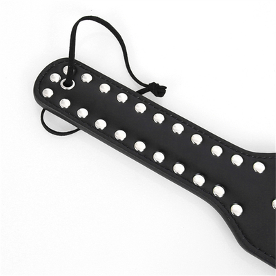 Rivets Double Hollow Heart Spanking Paddle Leather Slave Bitch Punished Paddle