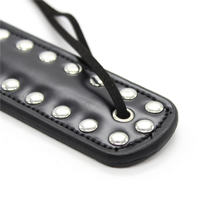 Rivets Double Hollow Heart Spanking Paddle Leather Slave Bitch Punished Paddle