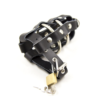 High Quality Leather Male Chastity Device Penis Lock Cock Cage