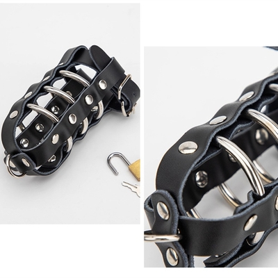 High Quality Leather Male Chastity Device Penis Lock Cock Cage